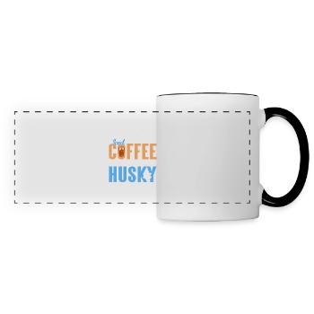 Tout ce dont j’ai besoin, c’est de café glacé et mon husky génial - Mug panoramique contrasté et blanc - blanc/noir - Devant