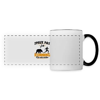 Je Peux Pas J ai Running Et Je Suis Motivé - Mug panoramique contrasté et blanc - blanc/noir - Devant