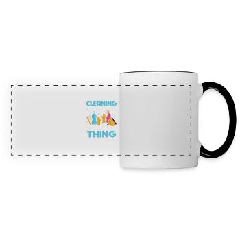 Le nettoyage, c’est un peu mon truc : nettoyeur d’entretien ménager - Mug panoramique contrasté et blanc - blanc/noir - Devant