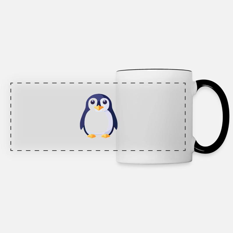 Pinguine schwarz weis - Panoramatasse - Weiß/Schwarz