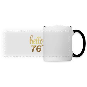 Hello 76 gold - Panoramic Mug - white/black - Front