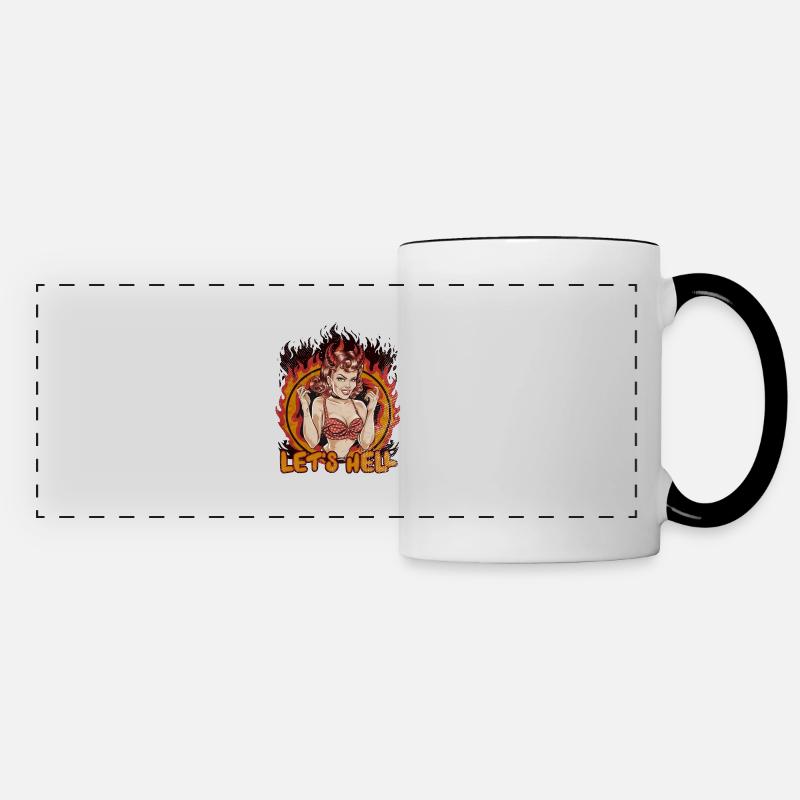 American Pin Up Hell Halloween - Panoramic Mug - white/black