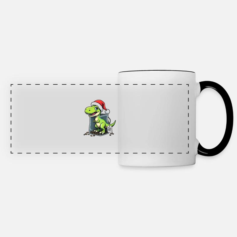 Tea Rex Dinosaurier Weihnachten Tee - Panoramatasse - Weiß/Schwarz