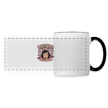 Queef Queen Queefed Adult Humour Queefing - Panoramic Mug - white/black - Front