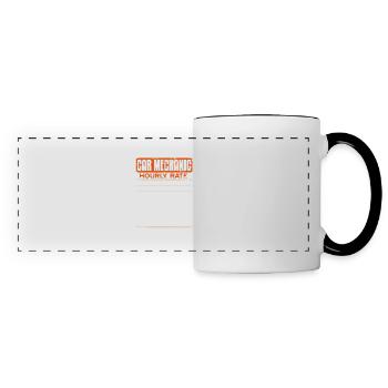 Drôle Mécanicien Taux horaire Travail de garage Blague - Mug panoramique contrasté et blanc - blanc/noir - Devant