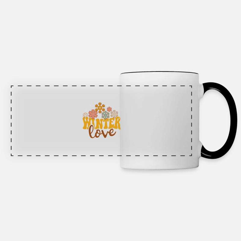 Winter Love Reading Books Snow Landscape - Panoramic Mug - white/black