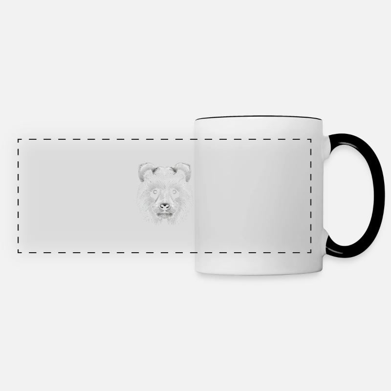 Enchanting Op Art Panda Portrait Canvas - Panoramic Mug - white/black