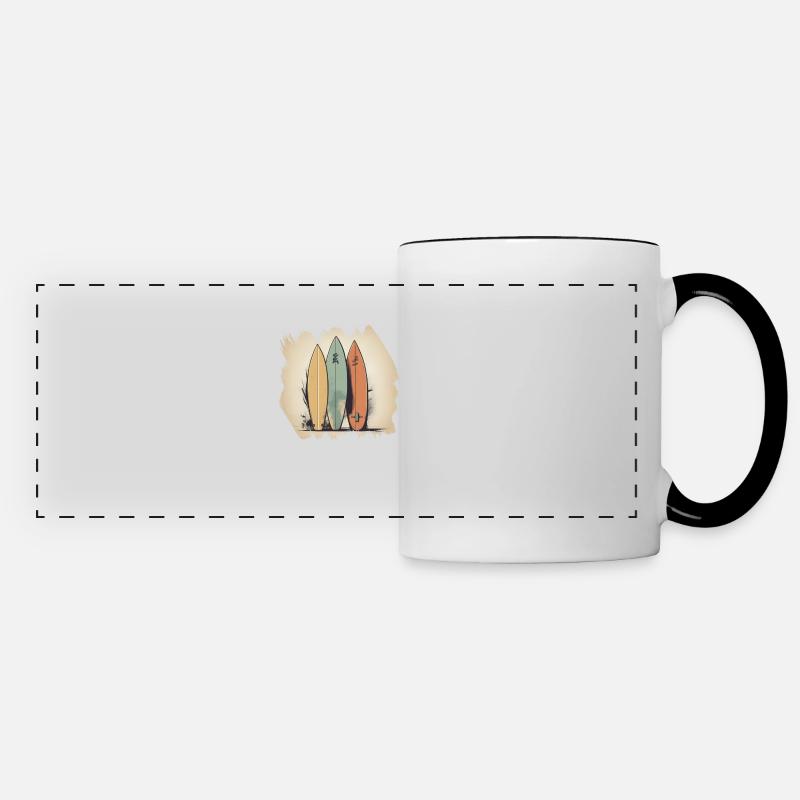 Planche de surf, Supboard, SUP, Plage, Tropical, Mer, Palm - Mug panoramique contrasté et blanc - blanc/noir