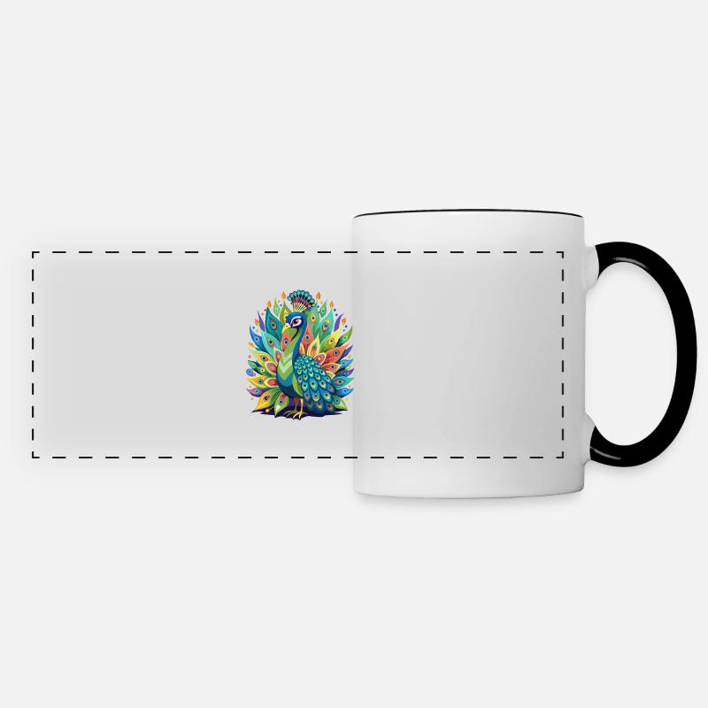 Peacock Magic - Panoramic Mug - white/black
