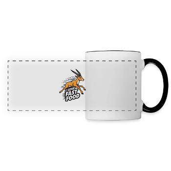 "I love fast food" funny antelope jumping - Panoramic Mug - white/black - Front