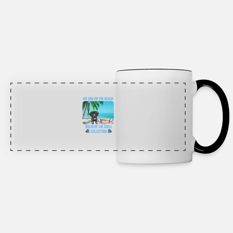 Mon chien sur la plage - Mug panoramique contrasté et blanc - blanc/noir