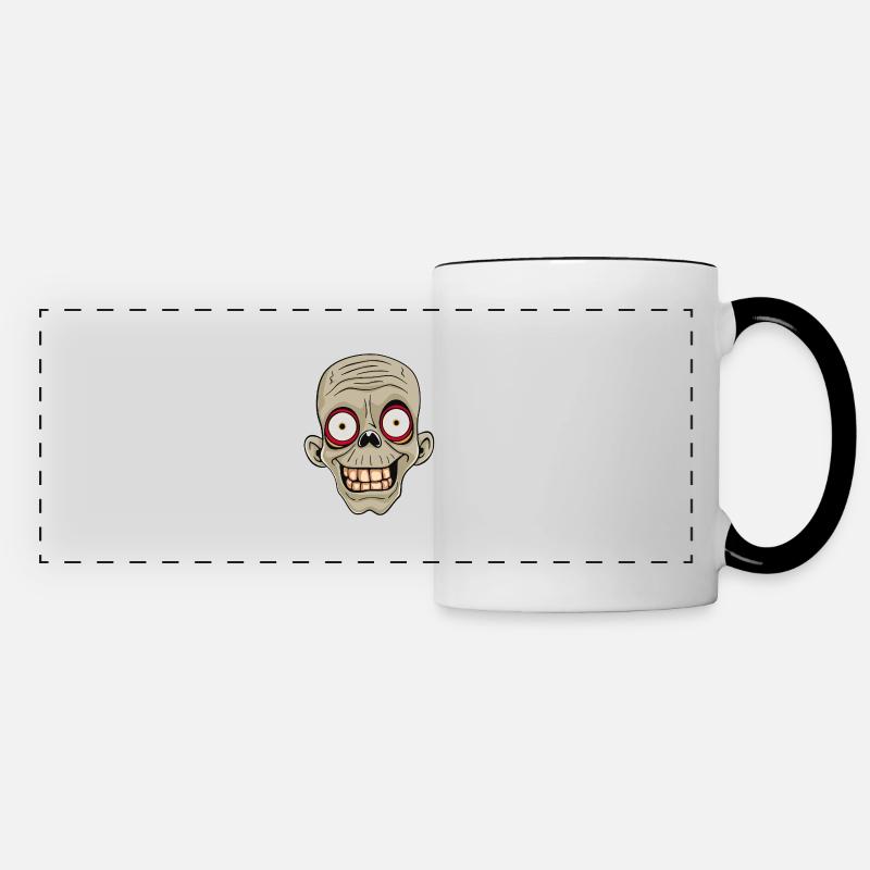 Grinning Zombie With Freaky Eyes - Panoramic Mug - white/black
