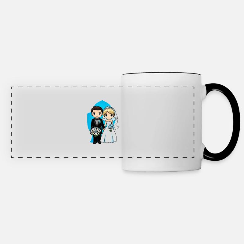 just married - pour mariage - Mug panoramique contrasté et blanc - blanc/noir