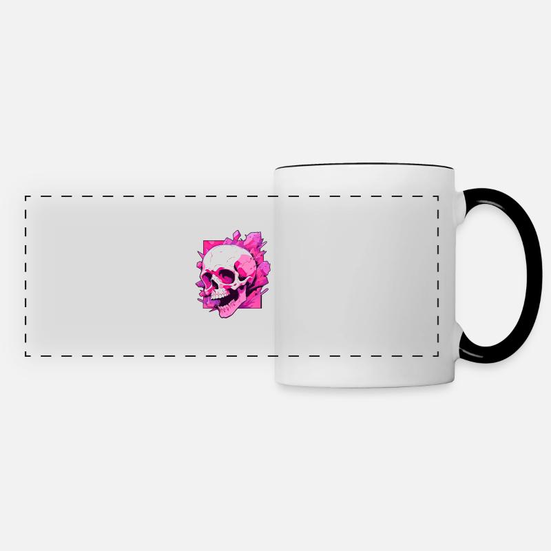 pink skull - Panoramic Mug - white/black