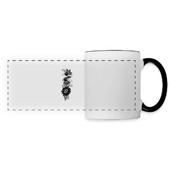 Lettre f floral noir et blanc - Mug panoramique contrasté et blanc - blanc/noir - Devant