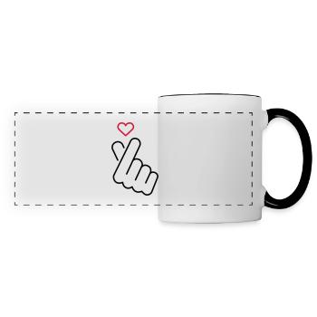 Love - hand signals with heart - Panoramic Mug - white/black - Front
