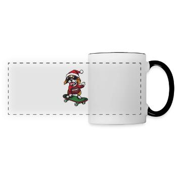 Beagle Dog Christmas Skateboard - Panoramic Mug - white/black - Front