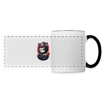 Ninja Cat - Samurai Kitten - Panoramic Mug - white/black - Front