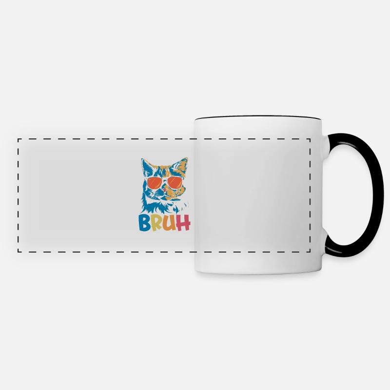 Bruh Cat - Panoramic Mug - white/black