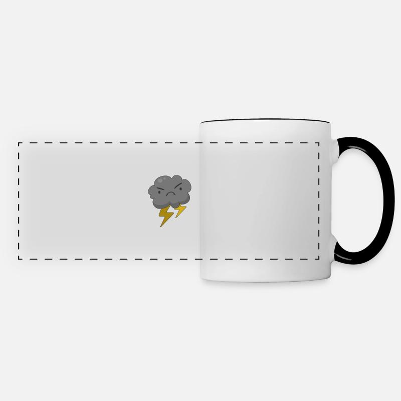 Angry Cloud With Lightning Thunderstorm Weather - Panoramic Mug - white/black