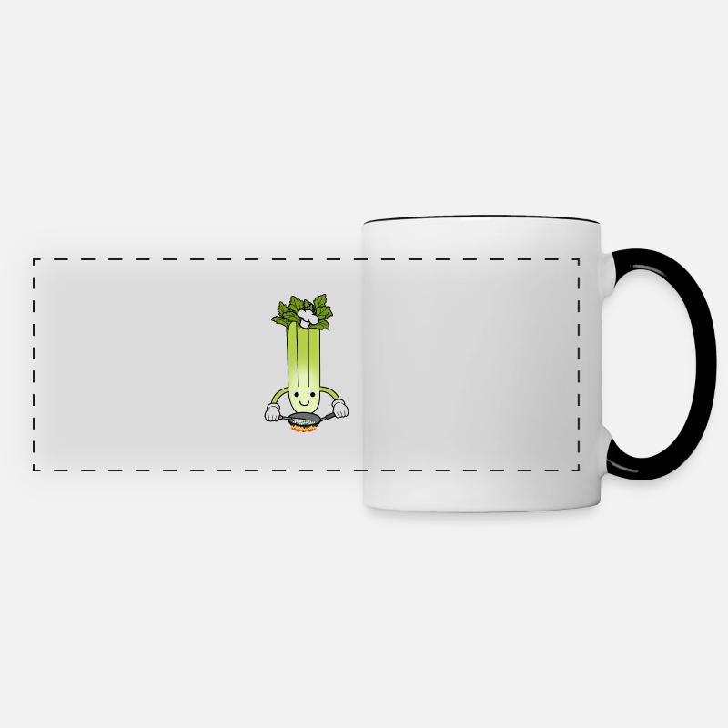 Celery Chef Ironic Saying Leek Vegetables - Panoramic Mug - white/black
