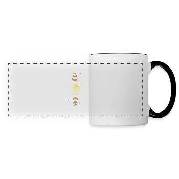 Lune et étoile magique doré - Mug panoramique contrasté et blanc - blanc/noir - Devant