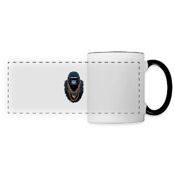 gorille avec chaine en or - Mug panoramique contrasté et blanc - blanc/noir - Devant