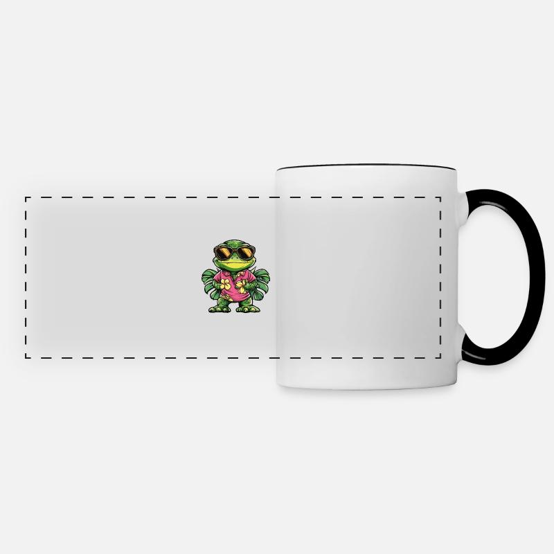 Vacances Chameleon Comic - Mug panoramique contrasté et blanc - blanc/noir