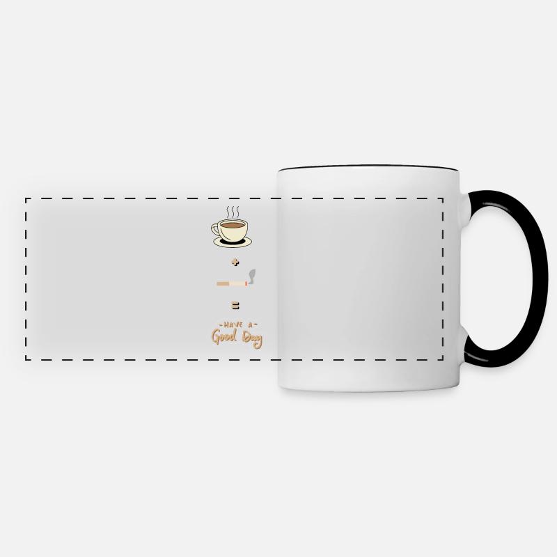 Coffee + cigarette = good day - Panoramic Mug - white/black