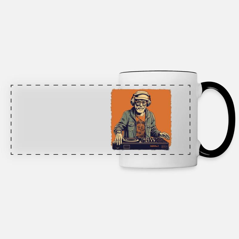 Cool bestager man as DJ hipster with cap - Panoramic Mug - white/black