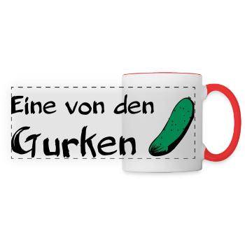 Eine von den Gurken - Panoramatasse - Weiß/Rot - Vorne