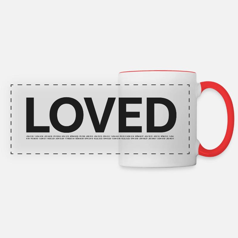 LOVED - underlined by Bible passages - Panoramic Mug - white/red