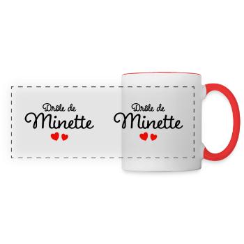 Drôle De Minette Humour Surnom Affectueux Femme - Mug panoramique contrasté et blanc - blanc/rouge - Devant
