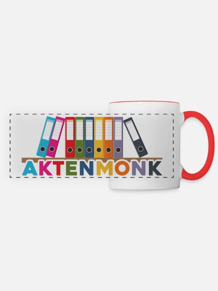 Aktenmonk - Ordnung bei den Akten im Büro - Panoramatasse - Weiß/Rot
