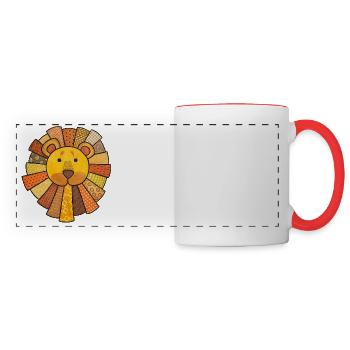 Lion mignon bébé lion enfants kawaii chambre d’enfant - Mug panoramique contrasté et blanc - blanc/rouge - Devant