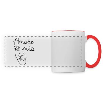 AMORE MIO LINE ART face gift idea - Panoramic Mug - white/red - Front