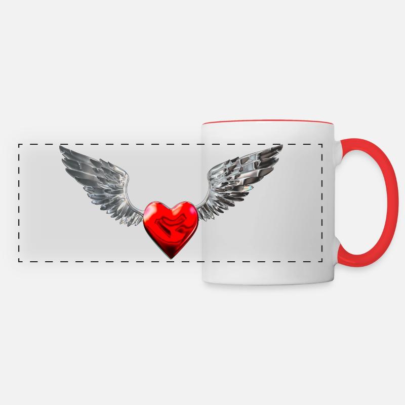 cuore con le ali - Tazza panoramica - bianco/rosso