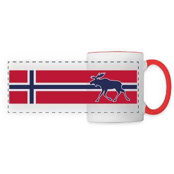 Norwegen - Elch - Flagge - Panoramatasse - Weiß/Rot - Vorne