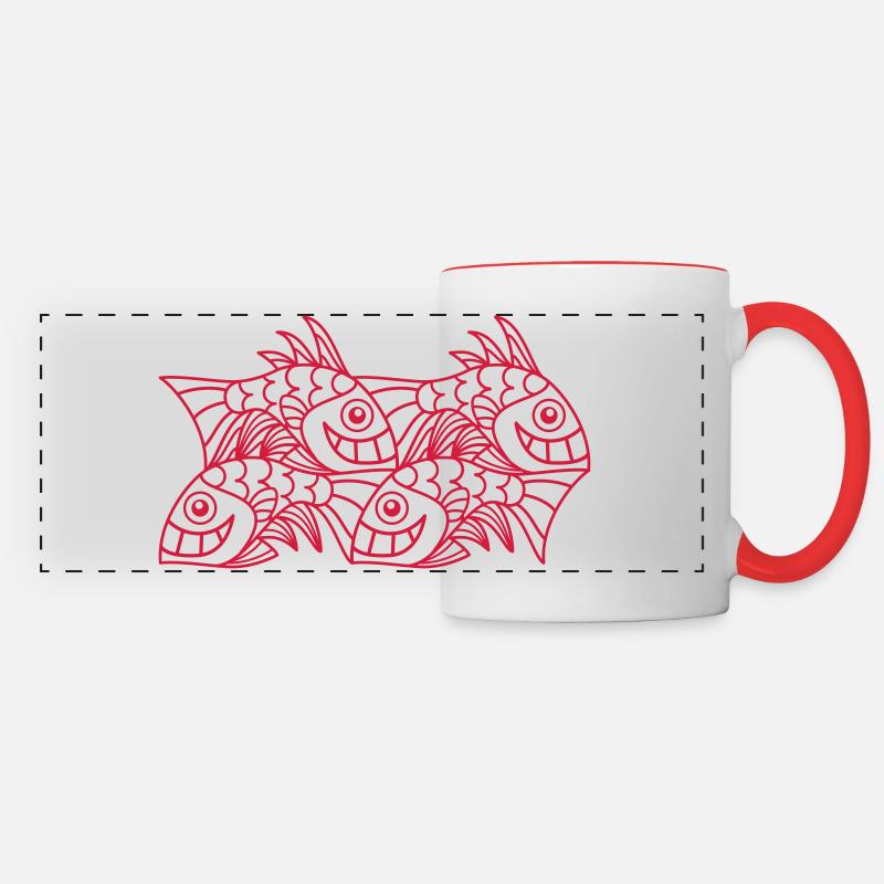 Escher poisson interactif - Mug panoramique contrasté et blanc - blanc/rouge