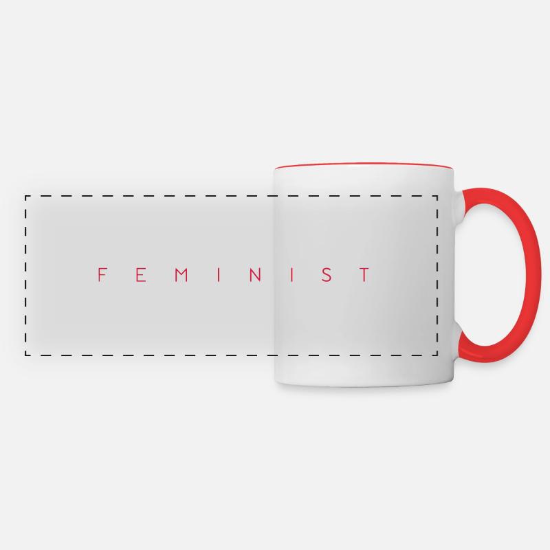 Feminist typo lettering white - Panoramic Mug - white/red