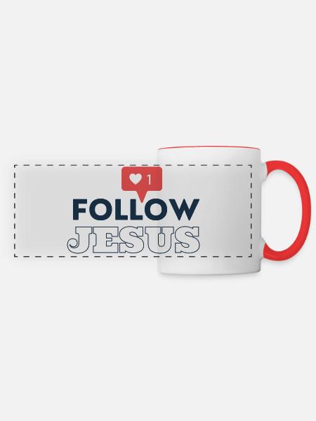 Follow Jesus | Suis Jésus | Successeur de Jésus - Mug panoramique contrasté et blanc - blanc/rouge
