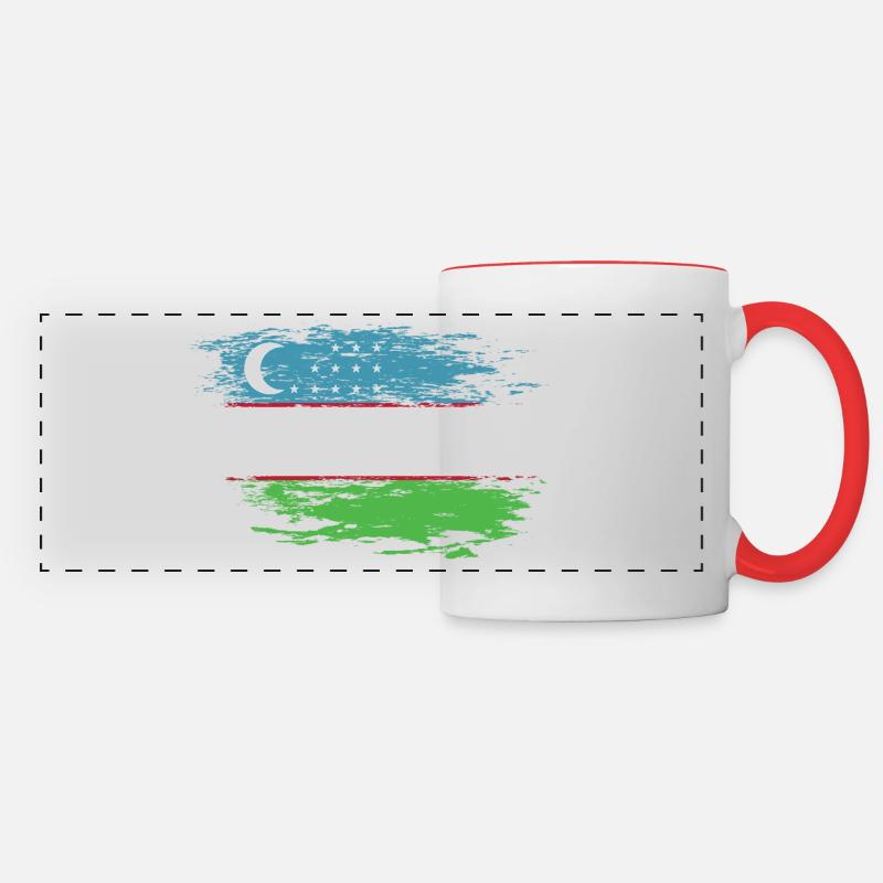 Drapeau de l’Ouzbékistan utilisé - Mug panoramique contrasté et blanc - blanc/rouge