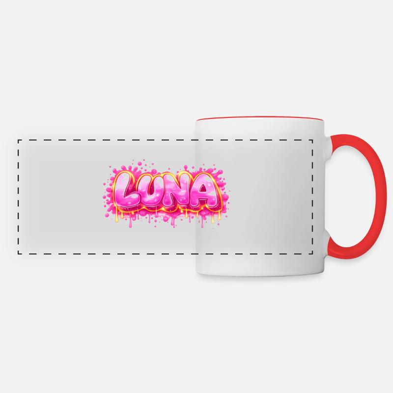 LUNA GRAFFITI NAME FOR PERFECT GIFT PRINTABLE - Mug panoramique contrasté et blanc - blanc/rouge