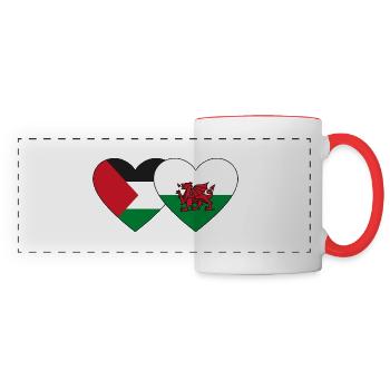Palestine Wales Flag Heart - Panoramic Mug - white/red - Front