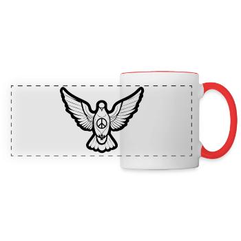 01 Colombe de la paix Signe de la paix Symbole de la colombe - Mug panoramique contrasté et blanc - blanc/rouge - Devant