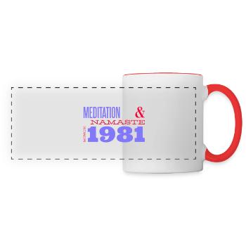Meditieren seit 1981 - 44 Jahre innere Harmonie - Panoramatasse - Weiß/Rot - Vorne
