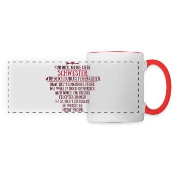 Je passe par le feu pour ma sœur - Mug panoramique contrasté et blanc - blanc/rouge - Devant
