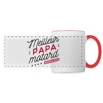 Meilleur papa Motard - cadeau 2022 - Mug panoramique contrasté et blanc - blanc/rouge - Devant