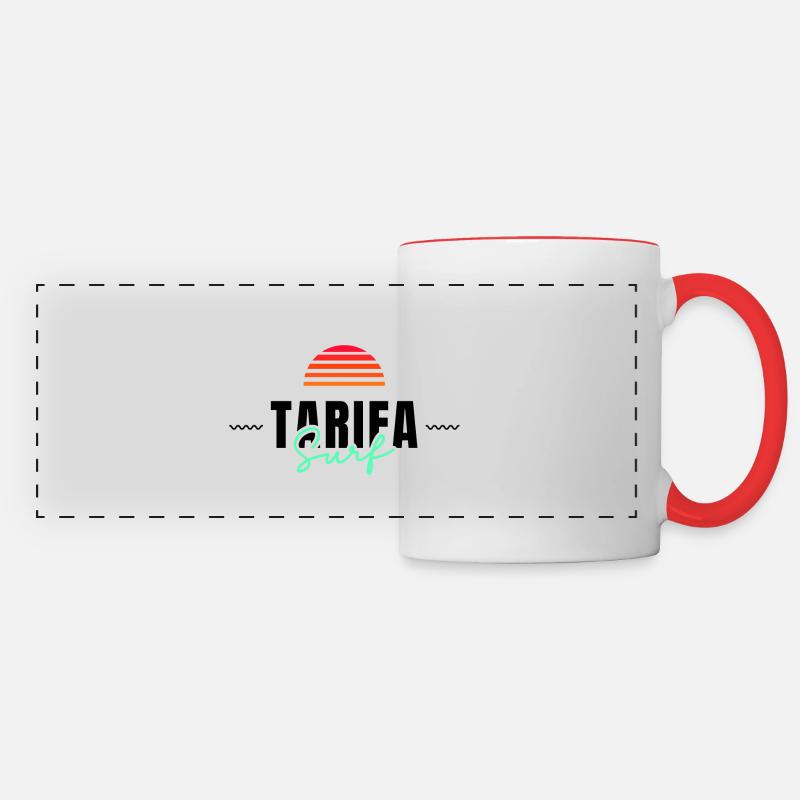 Coucher de soleil à Tarifa - Mug panoramique contrasté et blanc - blanc/rouge