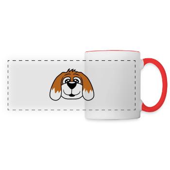 Visage de chien Petit chiot heureux Animal de compagnie - Mug panoramique contrasté et blanc - blanc/rouge - Devant